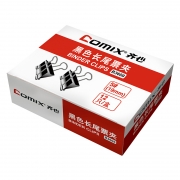 齐心 B3609黑色长尾夹票夹 5# 19mm 12只/盒